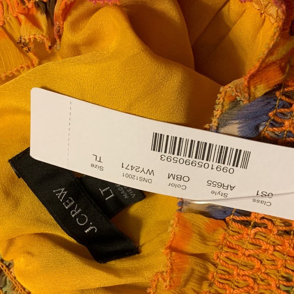 J Crew Smocked-Waist Dress Floral Size Large Tall - Picture 6 of 10